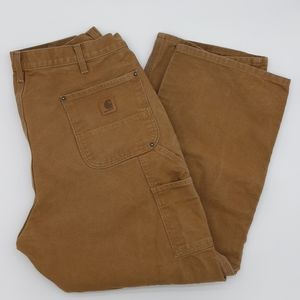 Carhartt - 38x30 - Double Knee Front Washed Duck Dungaree Fit Pant Brown B136BRN